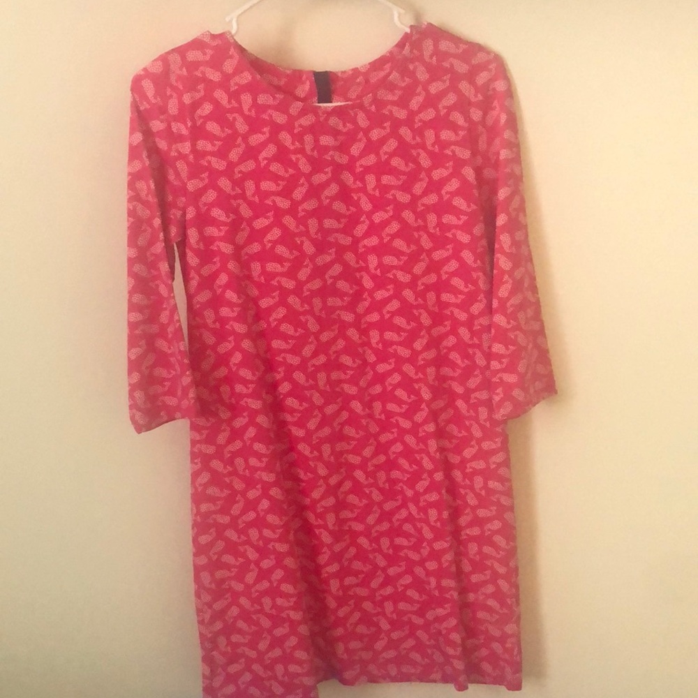 Pink whale vineyard vines dress.  Girls size L -14